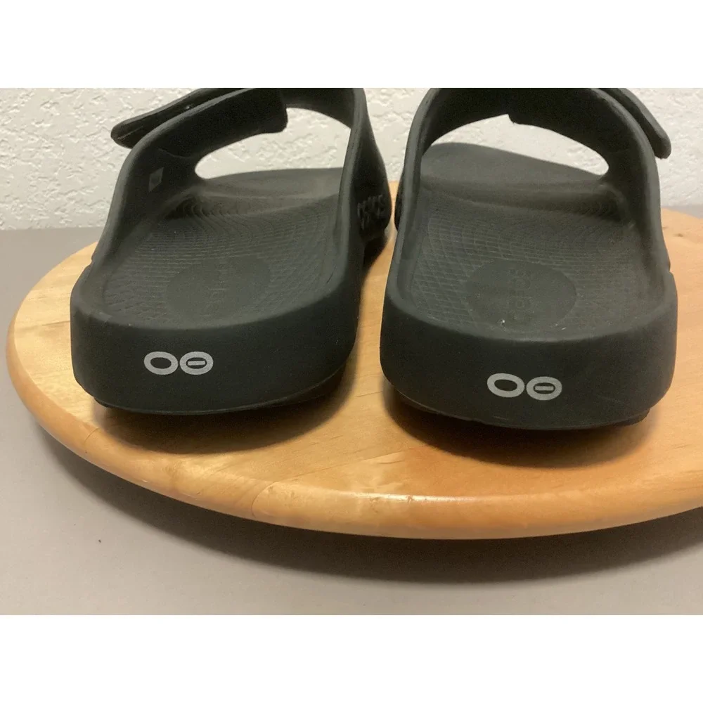 OOFOS OOahh Sport Flex Slide Mens 11 Black Adjustable Recovery Sandals